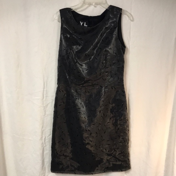 YL by YAIR Sleeveless Formal Cocktail Dress size 8 Gray Shimmer Black Sparkle - Picture 1 of 11